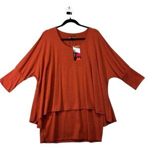 NWT Large Isle by Melis Kozan Double Layer Tunic Top in Rust Aspen.